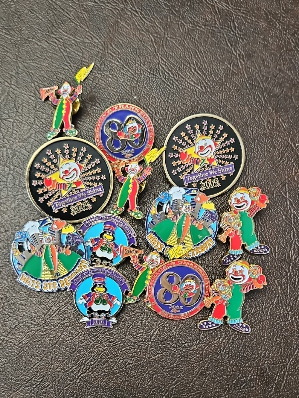 13 Multicolor Clown Vintage Pin Collection America's thanksgiving parade Detroit